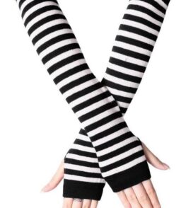 Women's Punk Striped Fingerless Gloves. Winter Knitted Arm Warmers | Women's Punk Striped Fingerless Gloves. Winter Knitted Stretchy Arm Warmers Mittens. Stylish Cold Weather Accessories at Amazon Women's Clothing store