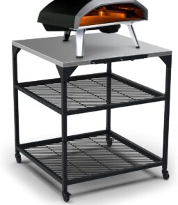 ooni Large Modular Outdoor Table - 31x31x35 Inch Stainless Steel Pizza Oven Stand