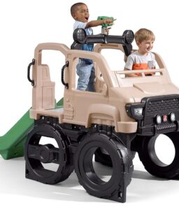 Step2 Safari Truck Climber Outdoor Playset. Brown. 85in L x 42in W x 61in H. Ages 2-5