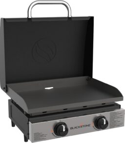 Blackstone 22 inch Tabletop Griddle With Hood. Stainless Steel Front Plate. Black - 1813