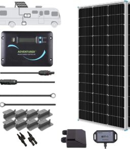 Renogy 200 Watts 12 Volts Monocrystalline RV Solar Panel Kit With Adventurer 30A LCD PWM Charge Controller - rv200wadv-30a