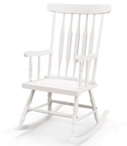 Costway Rubber Wood Rocking Chair. White. 22 x 32 x 44 in. 300 lbs