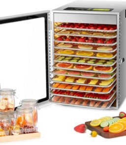 Food Dehydrator Machine. 12 Trays. Stainless Steel. 800W. 24H Timer. 30 C To 90 C