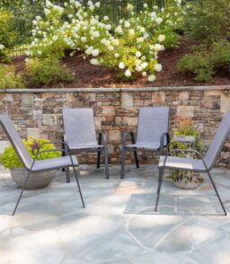 Emma + Oliver Outdoor Stack Chairs. Gray. 4 Pack. 21.25in W x 29in D x 36in H