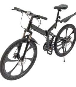 Aiqidi 26 Inch 21 Speed Full Suspension Folding Mountain Bike. Black