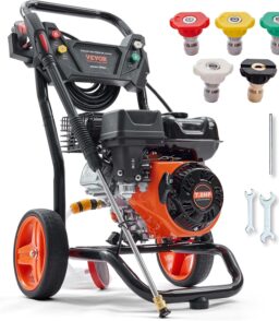 VEVOR Gas Powered Pressure Washer 3400 PSI 2.6 GPM With 5 Quick Connect Nozzles - Copper Pump