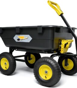 RIDALIYA Garden Dump Cart Utility Wagon. 600 lbs Or 1200 lbs Capacity. 6 Cu Ft Bed. 12.6-inch Pneumatic Tires. 180-Degree Pivot Steering