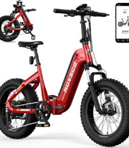 HOVSCO Folding Electric Bike. 750W Step-Thru 20 Inch Fat Tire Ebike. 28 MPH. 48V 15Ah Removable Battery. Red