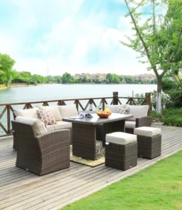 Wicker 8 - Person Garden Lounge Set with Cushions