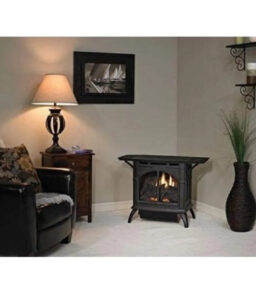 Empire Heritage Vent-Free Cast Iron Natural Gas Stove With 6-Piece Log Set. Porcelain Black - 30 Medium