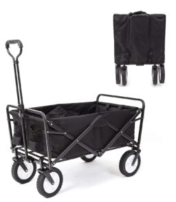 Folding Utility Garden Wagon Cart. 220 lb Capacity. 36 x 20.2 x 22.5 in. Black