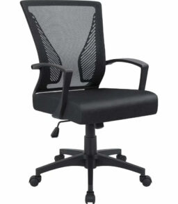Ergonomic Mesh Mid-Back Office Chair With Adjustable Lumbar Support. 300 lbs Capacity
