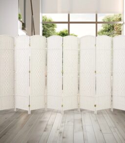 Freestanding Folding Woven Fiber Room Divider Privacy Screen - 6 Ft Tall