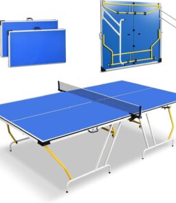 Foldable Table Tennis Table Set. 6 ft x 3 ft. Blue