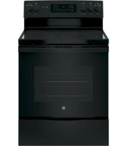 GE 30-Inch Black Freestanding Electric Range With Dual-Element Cooktop And Self-Cleaning Convection Oven