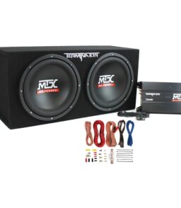 MTX Dual 12in Loaded Car Subwoofer Enclosure With Amplifier And Amp Kit - TNP212D2