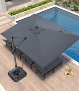 PURPLE LEAF 9 ft x 11.5 ft Grey Aluminum Offset Patio Umbrella