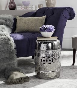 Safavieh Lantana Trellis Indoor/Outdoor Garden Stool. Plated Silver - ACS4545B