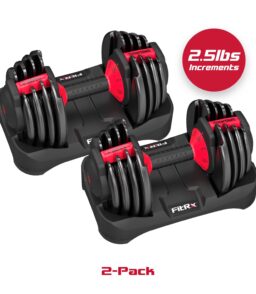 FitRx SmartBell Adjustable Dumbbell Set. 2-Pack. 25lb. 9-in-1 Quick-Select Weights. 2.5lb Increments