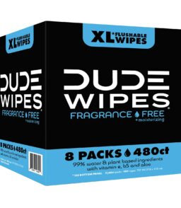 DUDE Flushable Wipes. Fragrance-Free. Moisturizing. XL. 480 Wipes
