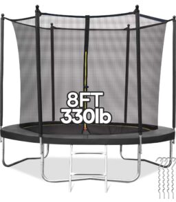 MARNUR Kids' Trampoline 8 ft With Enclosure Net. Ladder And Wind Stakes - 330 lbs Weight Capacity