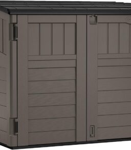 Suncast Horizontal Resin Storage Shed. 34 Cu Ft. Floor Included. Stoney Black