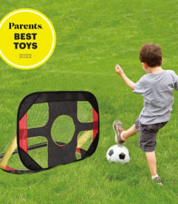 2-In-1 Kids Pop-Up Football Soccer Goal Net. 40in x 28in x 28in. Black - With Portable Bag