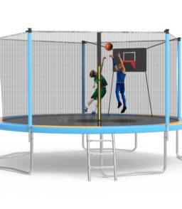 SHINPT 14ft Outdoor Trampoline With Safety Net. Basketball Hoop And Ladder