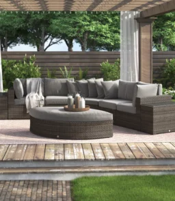 Berniss Wicker 8 - Person Garden Lounge Set with Cushions