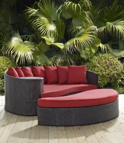 Zehra 79 Wide Outdoor Wicker Patio Daybed with Cushions