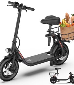 5TH WHEEL Electric Scooter With Seat And Carry Basket. 450W. 36V. 20-Mile Range. 15.5 Mph. 12 Inch - W18S