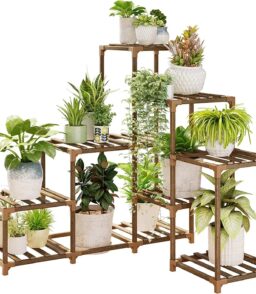 Corner Plant Stand - Indoor Wood Outdoor Plant Shelf For Multiple Plants