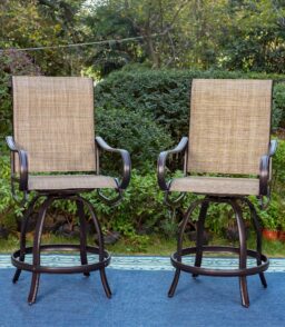 Sophia & William 2 Piece Outdoor Swivel Bar Height Stools - Textilene