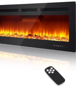 Electric Fireplace 60-Inch Recessed And Wall-Mounted Heater