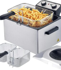 Electric Deep Fryer With Basket. 5.3 Quart. Stainless Steel