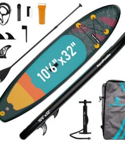 LNOW 10'6 Inflatable Stand Up Paddle Board. 6 ft Thick - Triple Action Pump