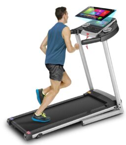Folding Treadmill With 10 in HD Touchscreen. 3.25HP. 0.5-9MPH. WiFi - Silver