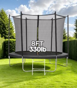 Maxkare 8 Ft Trampoline With Enclosure And Ladder. 264 LBS Capacity
