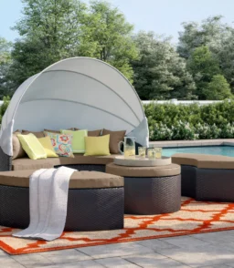 Quest Wicker Rattan Outdoor Patio Canopy Sectional Daybed