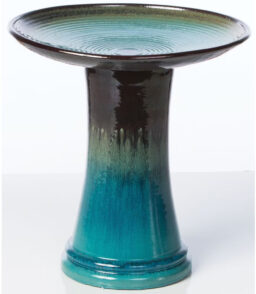 Alfresco Home Ceramic Bird Bath. Navy. 18 in H x 17 in W x 17 in D - Atlantis