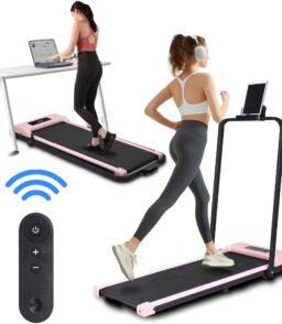 BITOUSHI Under Desk Walking Pad Treadmill 2 In 1. 3.0HP. 220 Lb Capacity - Pink