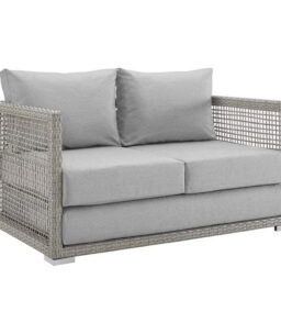 Afuera Living Wicker Patio Loveseat. Gray - 52in W x 32in D