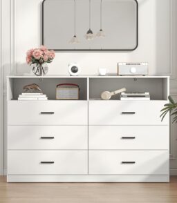 Bigbiglife Wood Dresser for Bedroom. 6 Drawer Double Dresser. Modern Chest of Drawers with Deep Drawers. Large Storage Organizer for Living Room. Closet