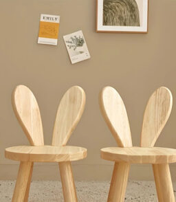 Ecoboom Wooden Rabbit Ears Stools. 2pcs - Rubber Wood