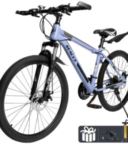 ARTUDATECH 26 Inch 27-Speed Dual Suspension Mountain Bike - Silver. Blue. Gray And Red