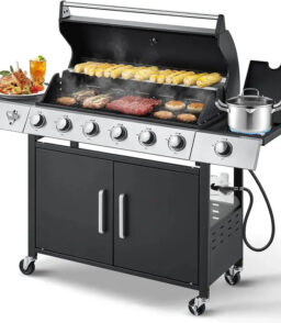 MELLCOM 4-Burner Propane Gas Grill. 44.000 BTU. Black - BBQ-4+1