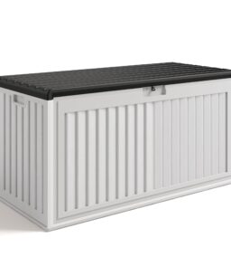 Asofer Resin Deck Box. 100 Gallon. Beige/Brown. 50.4in L x 24.8in W x 25.2in H