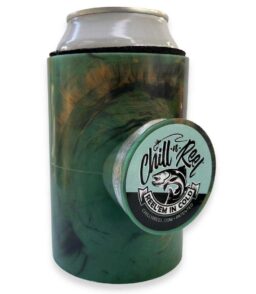 Chill-N-Reel Hard Shell Drink Holder With Hand Line Reel. 50 Feet 8 Pound Test. 12 Ounce